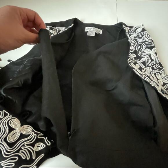 Vintage 1990s Newport News Jumpsuit Linen Blend Bohemian Black 8 Petite EUC - Picture 6 of 12